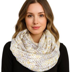 Thick Cable Knit Infinity Scarf Warm Pastel Color Knitted Yellow Earthy Tone